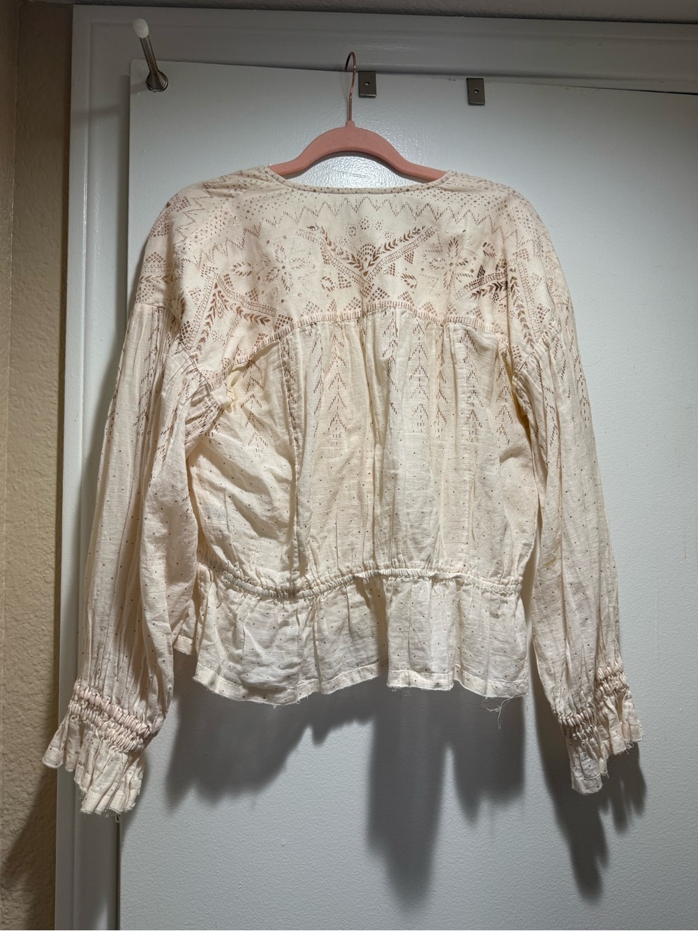 Free People Cream Embroidered Peasant Blouse - Picture 3 of 3